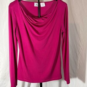 Worthington Fuchsia Long Sleeve Top Size Medium Stretch Fabric Office Business